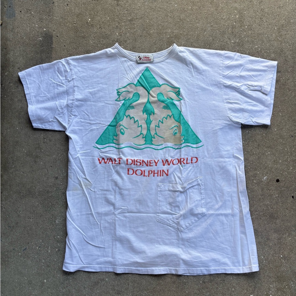 Walt Disney World Dolphin Vintage Swim Cover Up- White with Teal & Red